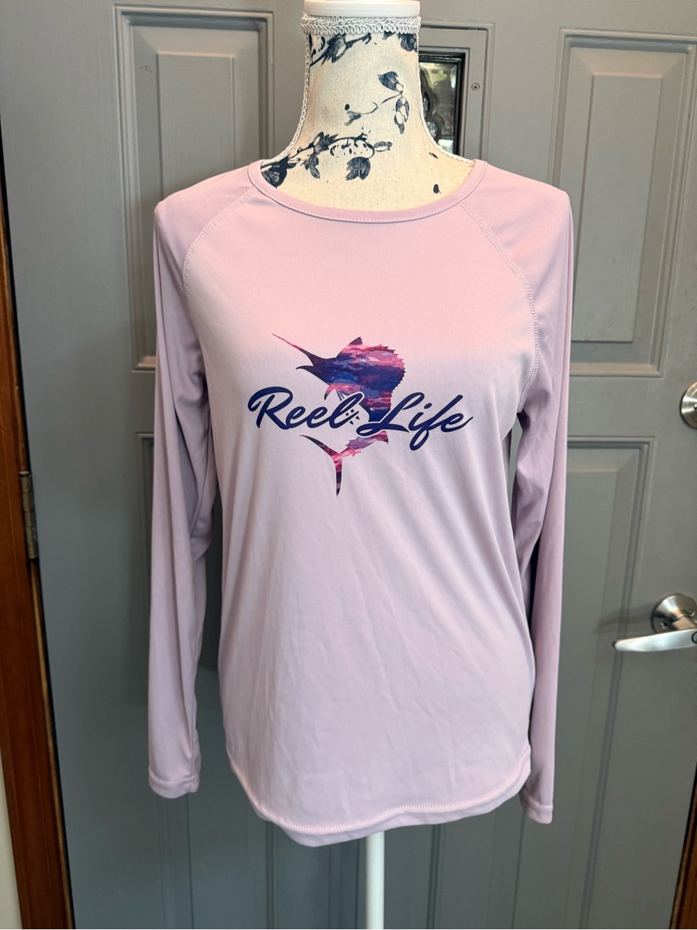 Reel Life Marlin Graphic Long Sleeve Tee - Lilac -medium